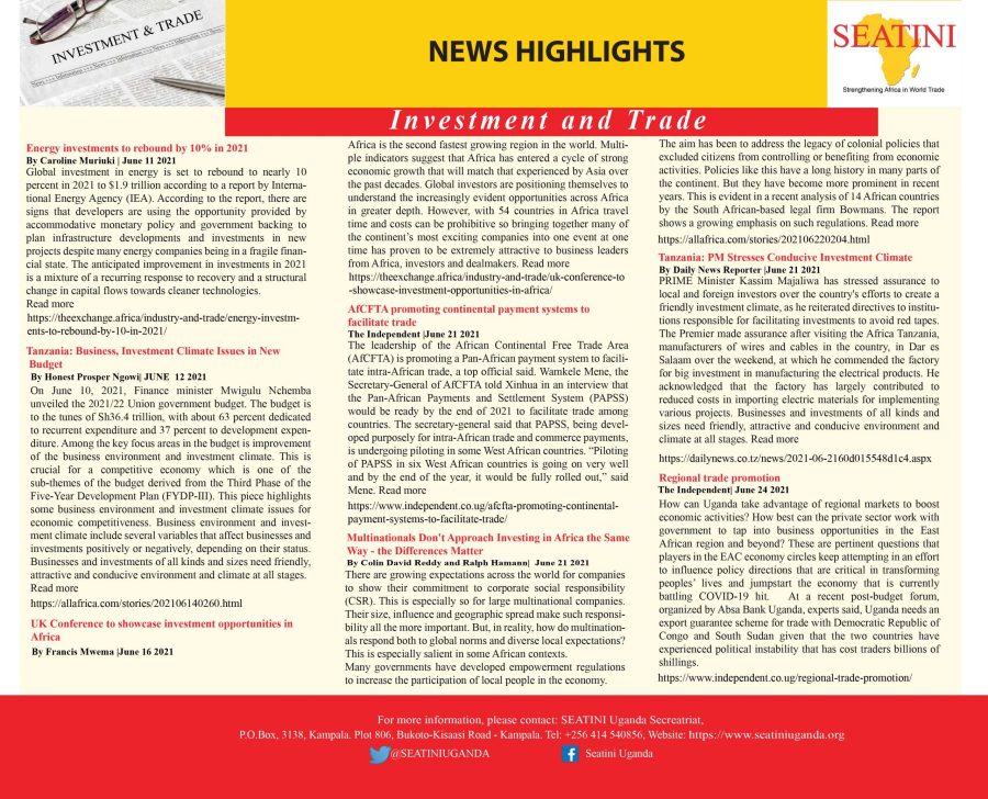 Trade and Investment News Highlights - June 2021 Edition