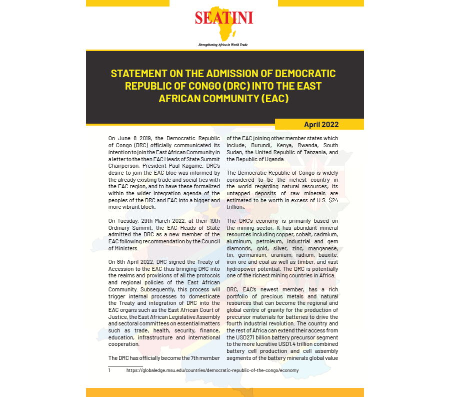 STATEMENT ON THE ADMISSION OF DRC INTO THE EAC