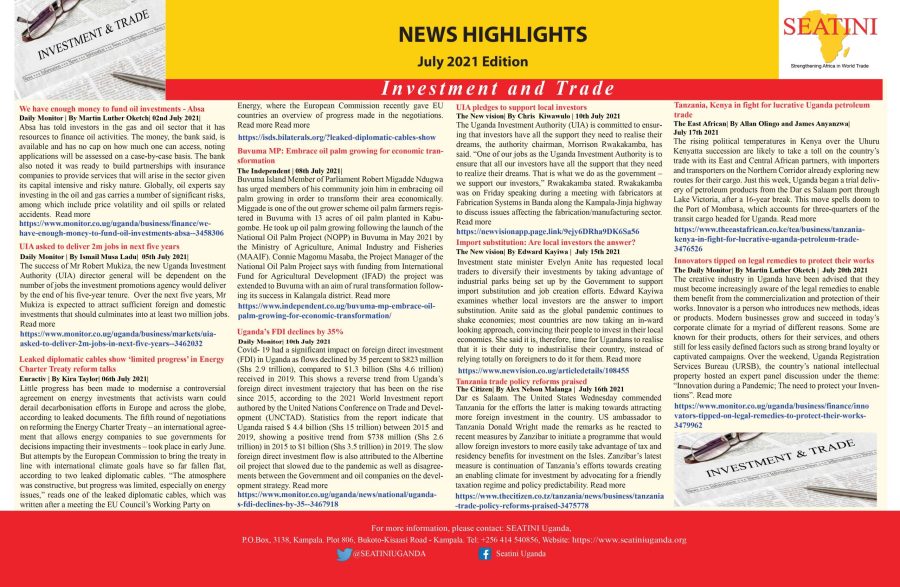TRADE AND INVESTMENT NEWS HIGHLIGHTS - JULY EDITION