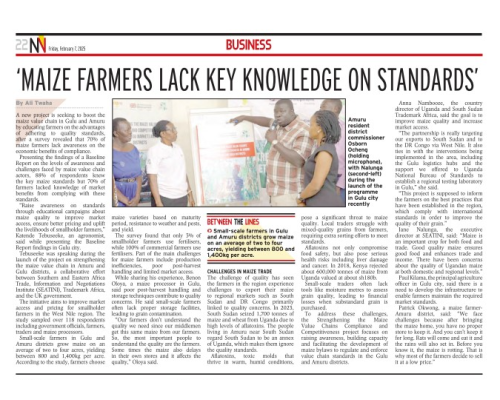 MAIZE FARMERS LACK KNOWLEDGE ON STANDARDS