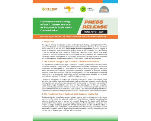 Press Statement: Clarification on the Etiology of Type 2 Diabetes and a Call for Responsible Public Health Communication