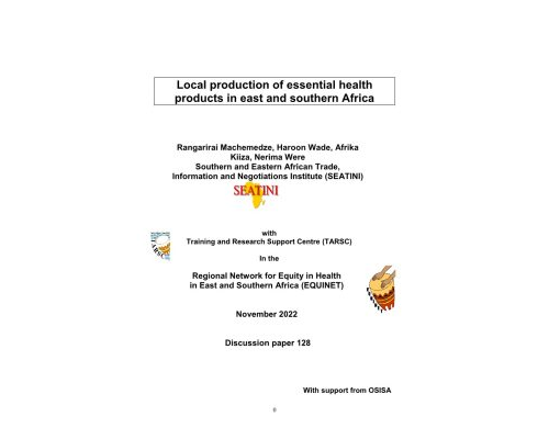 Local production of essential health products in East and Southern Africa