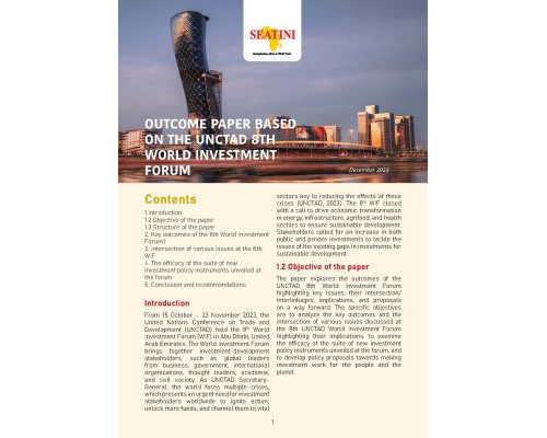 OUTCOME PAPER BASED ON THE UNCTAD 8TH WORLD INVESTMENT FORUM