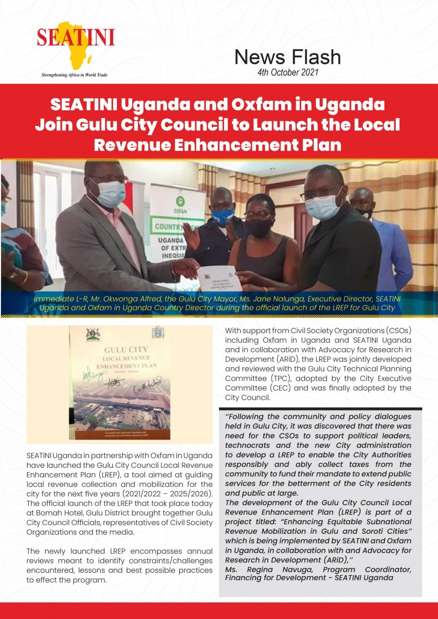SEATINI Uganda and Oxfam in Uganda Join Gulu City Council to Launch the Local Revenue Enhancement Plan
