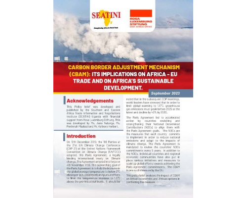 CARBON BORDER ADJUSTMENT MECHANISM (CBAM): ITS IMPLICATIONS ON AFRICA – EU TRADE AND ON AFRICA’S SUSTAINABLE DEVELOPMENT