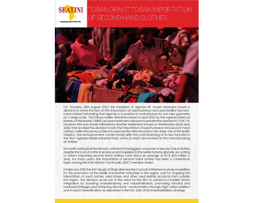 TO BAN OR NOT TO BAN IMPORTATION OF SECOND-HAND CLOTHES