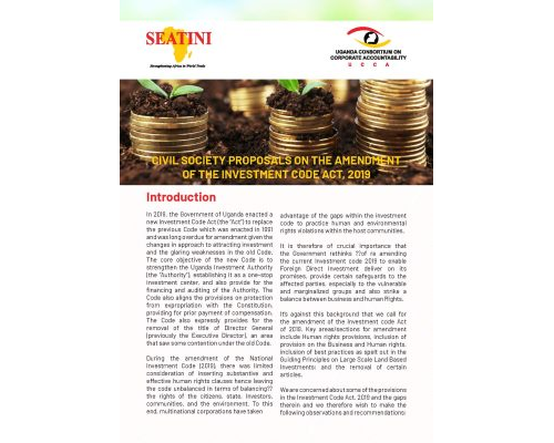 CIVIL SOCIETY PROPOSALS ON THE AMENDMENT OF THE INVESTMENT CODE ACT, 2019