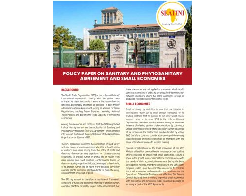 POLICY PAPER ON SANITARY AND PHYTOSANITARY AGREEMENT AND SMALL ECONOMIES