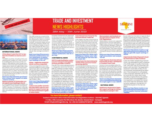 Trade and Investment News Highlights | 28th May – 10th June 2023