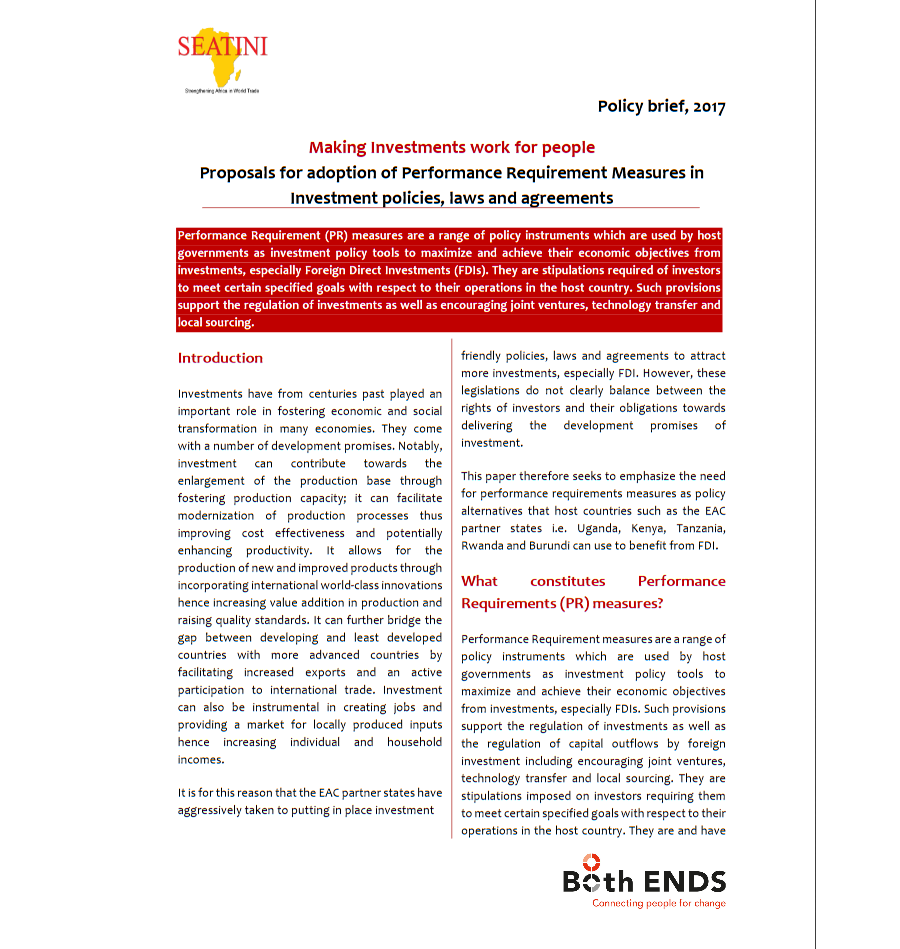 Performance Requirements, policy brief, 2017